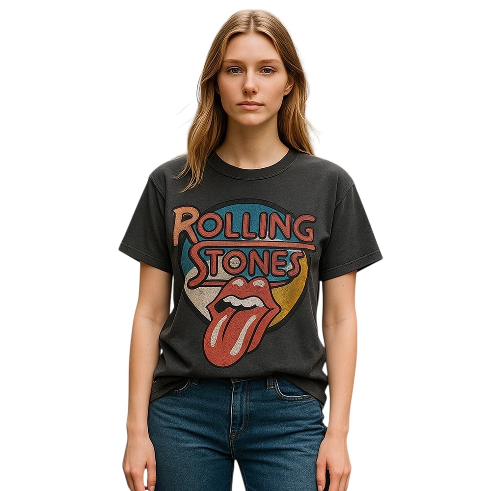 The Rolling Stones Graphic T-Shirt Gray Womens Medium